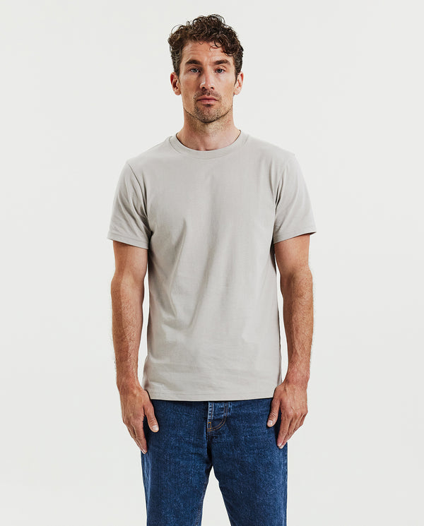 Camiseta cuello caja algodón orgánico greige