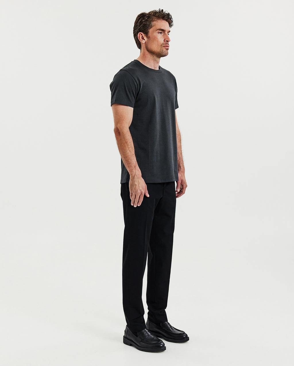 Camiseta cuello caja algodón orgánico grafito