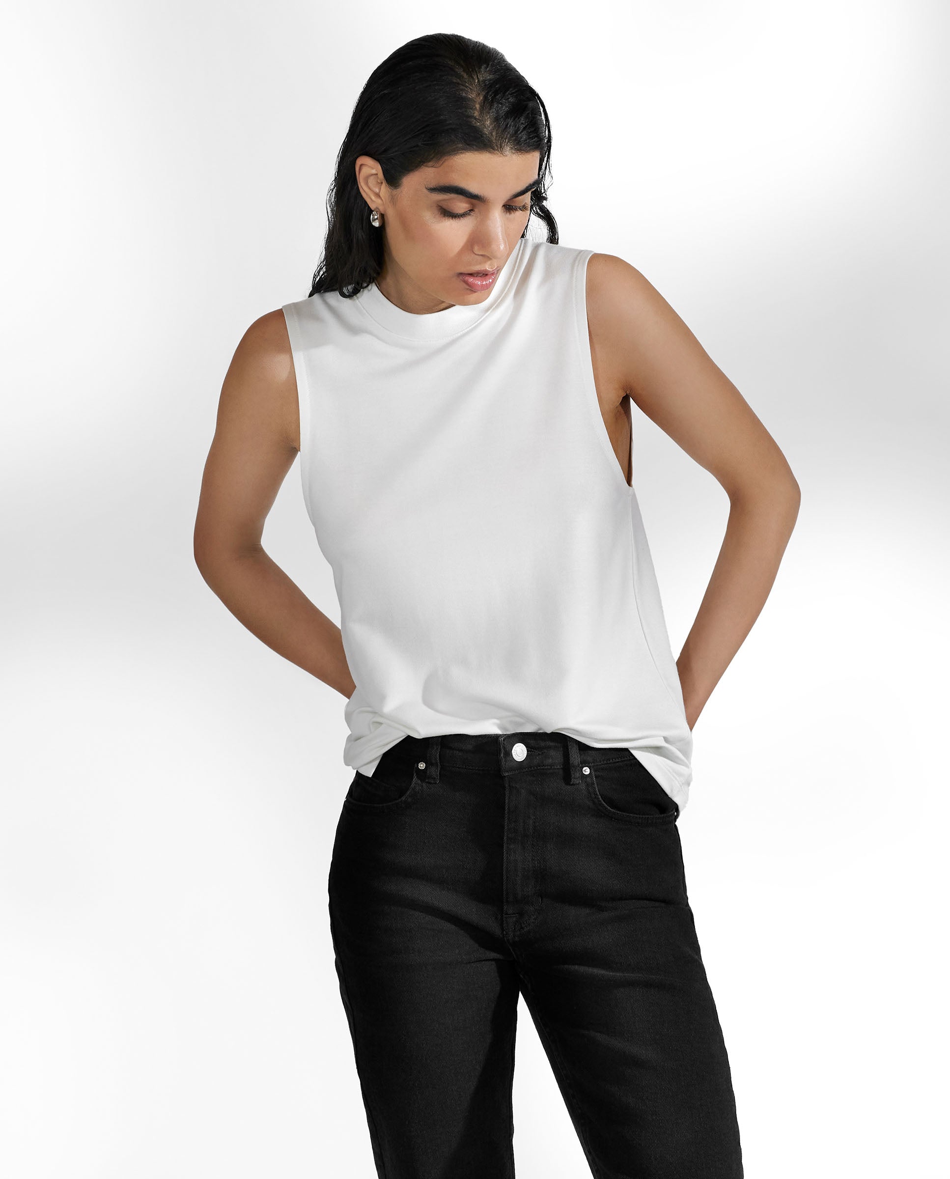 Camiseta elástica sin mangas marfil by Bread&Boxer