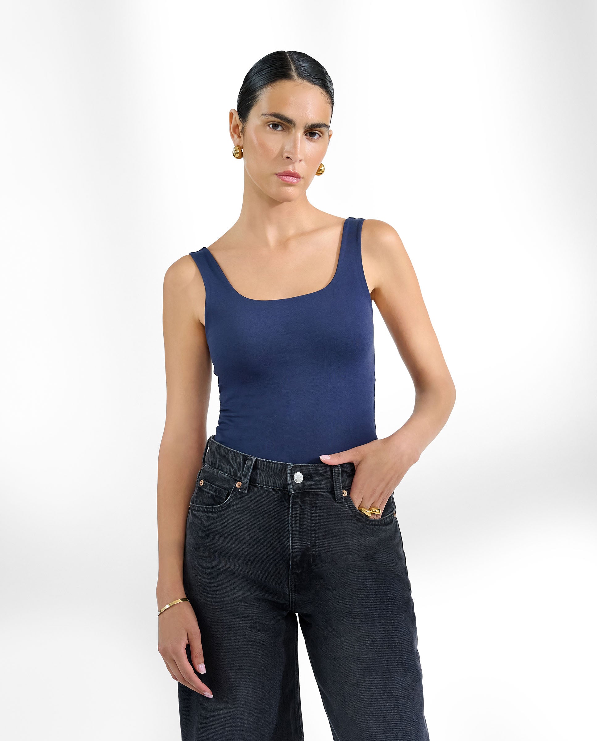 Camiseta tirantes algodón orgánico azulmarino by B