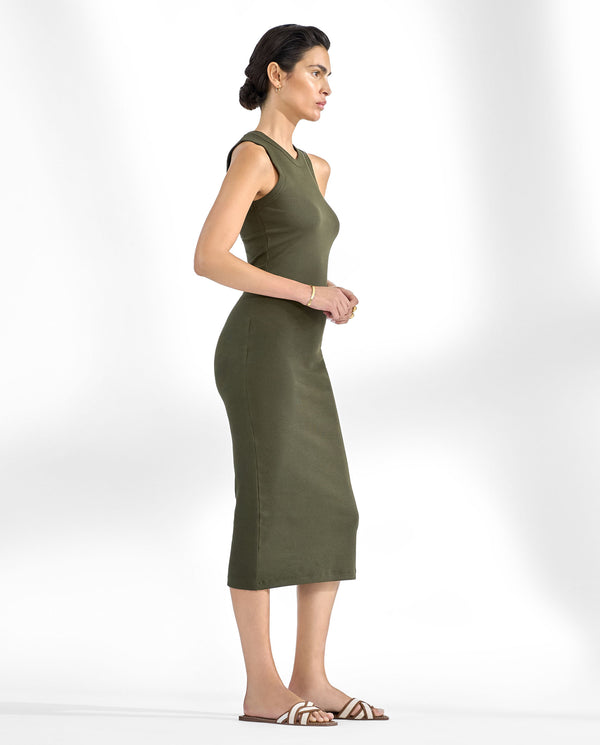 Vestido sin mangas de canalé verde by Bread&Boxers