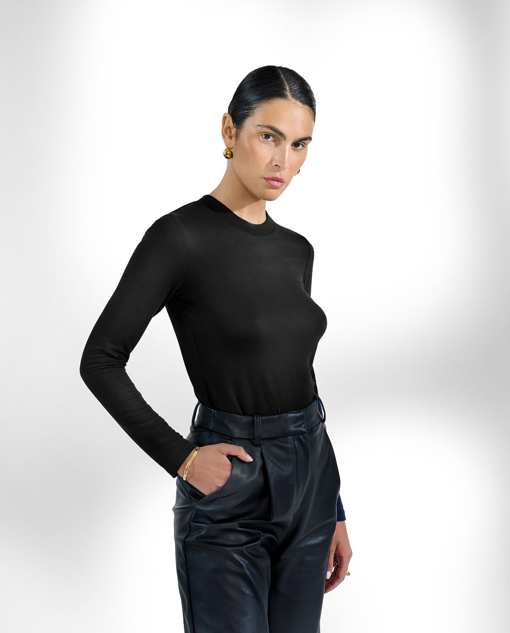 Camiseta negra ajustada manga larga by Bread&Boxer