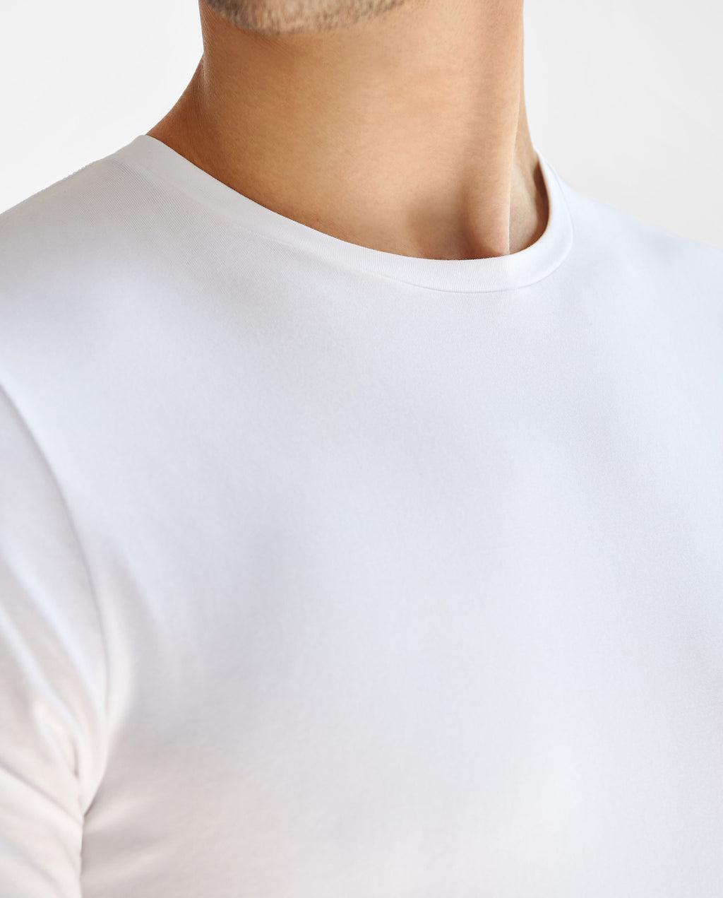 Camiseta cuello caja manga larga algodón orgánico blanca