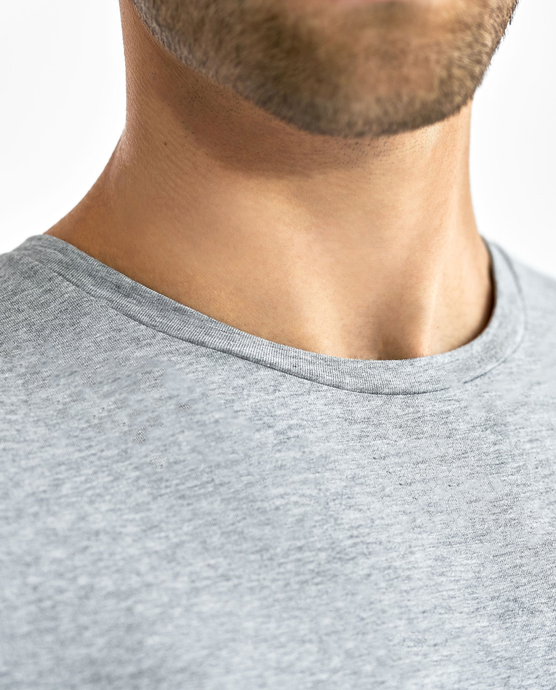 Camiseta cuello caja manga larga algodón orgánico gris melange