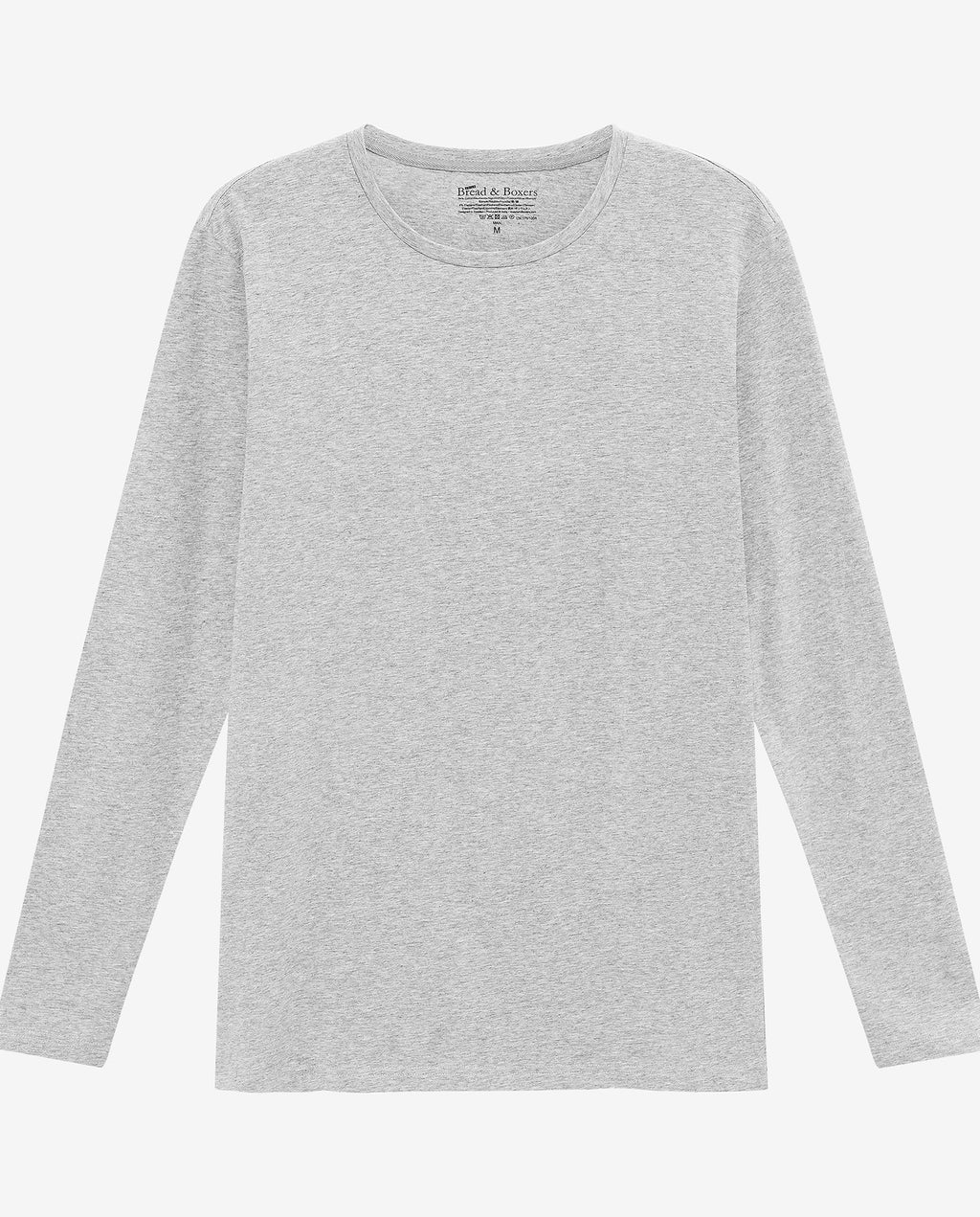 Camiseta cuello caja manga larga algodón orgánico gris melange