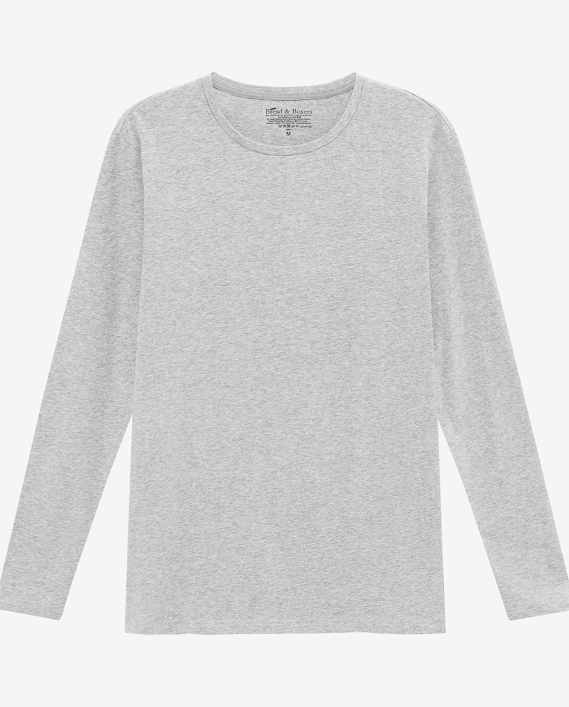 Camiseta cuello caja manga larga algodón orgánico gris melange