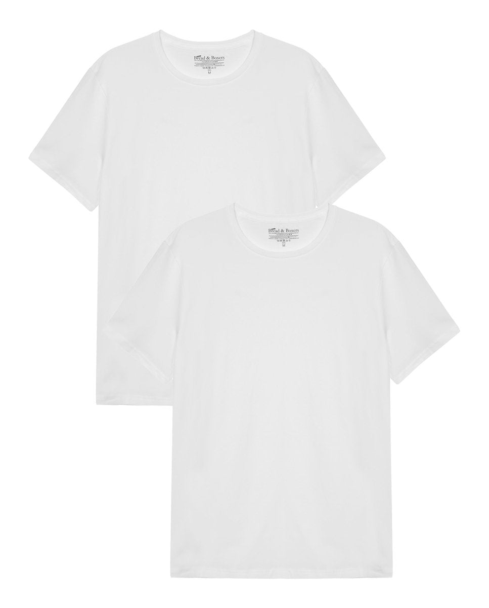 Pack 2 camisetas elásticas cuello caja algodón orgánico blancas