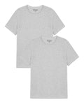 Pack 2 camisetas elásticas cuello caja algodón orgánico gris melange