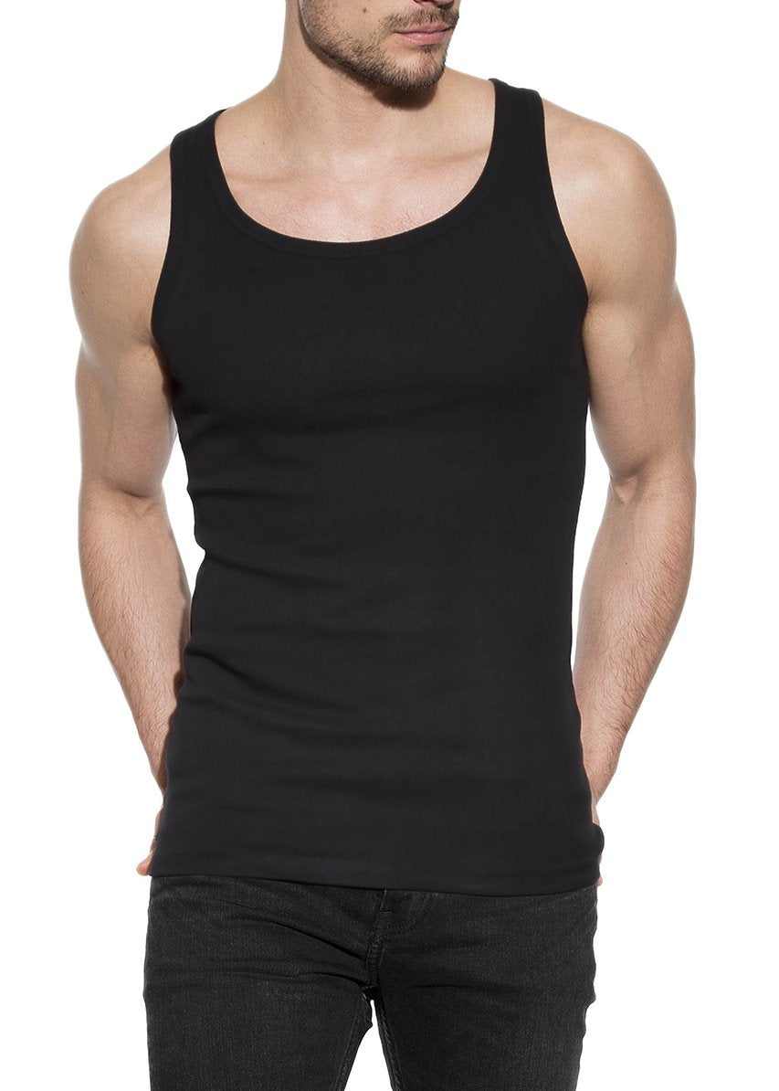 2-PACK TANK RIBBED BLACK by MIRTO