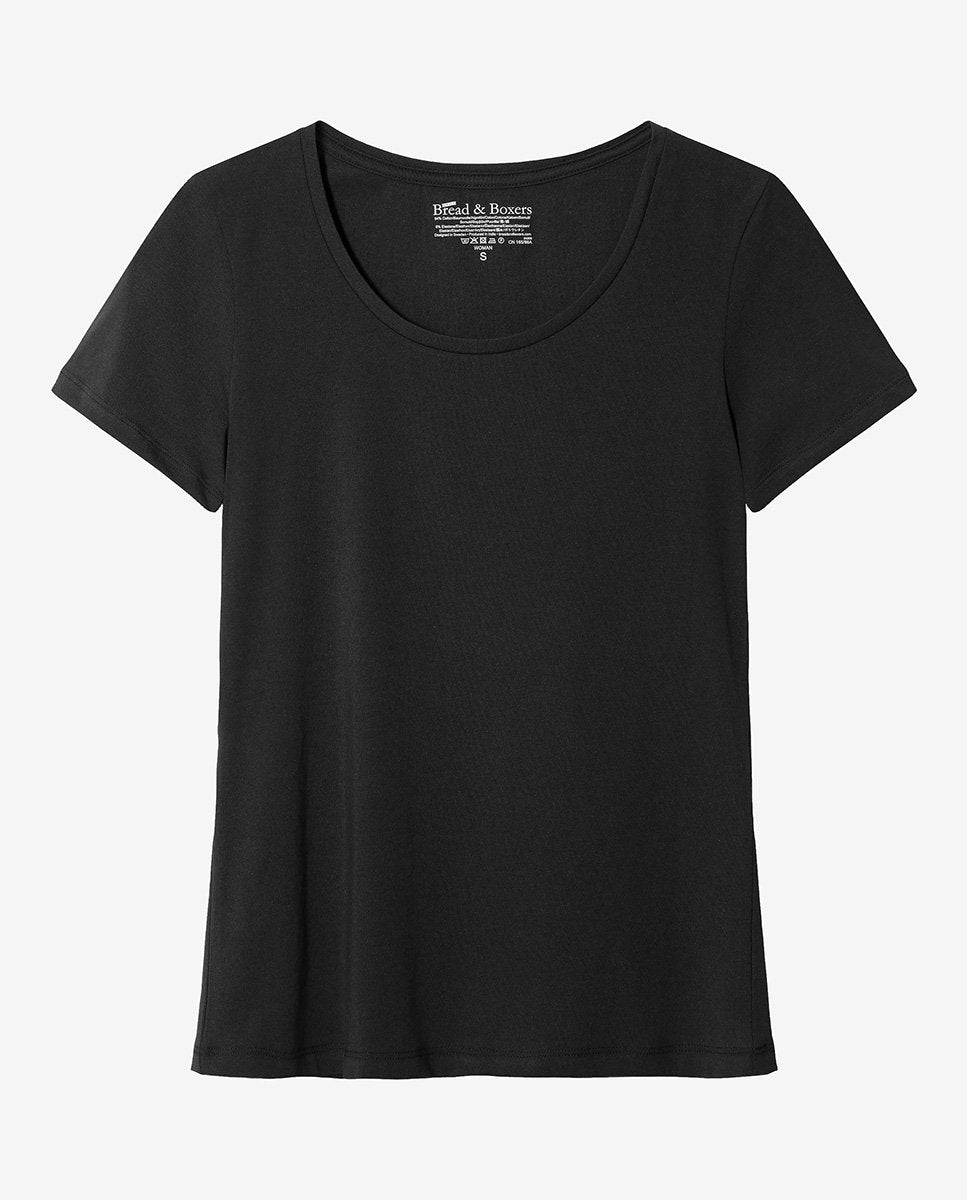 Camiseta cuello caja algodón orgánico negra