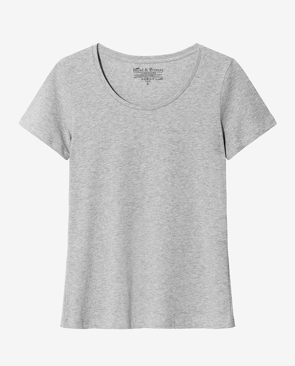 Camiseta cuello caja algodón orgánico gris melange