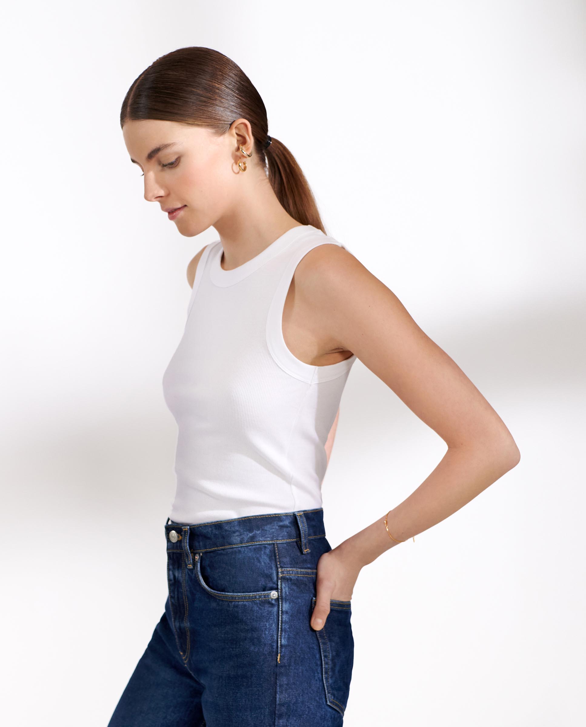 Camiseta tirantes de canalé blanco by Bread&Boxers