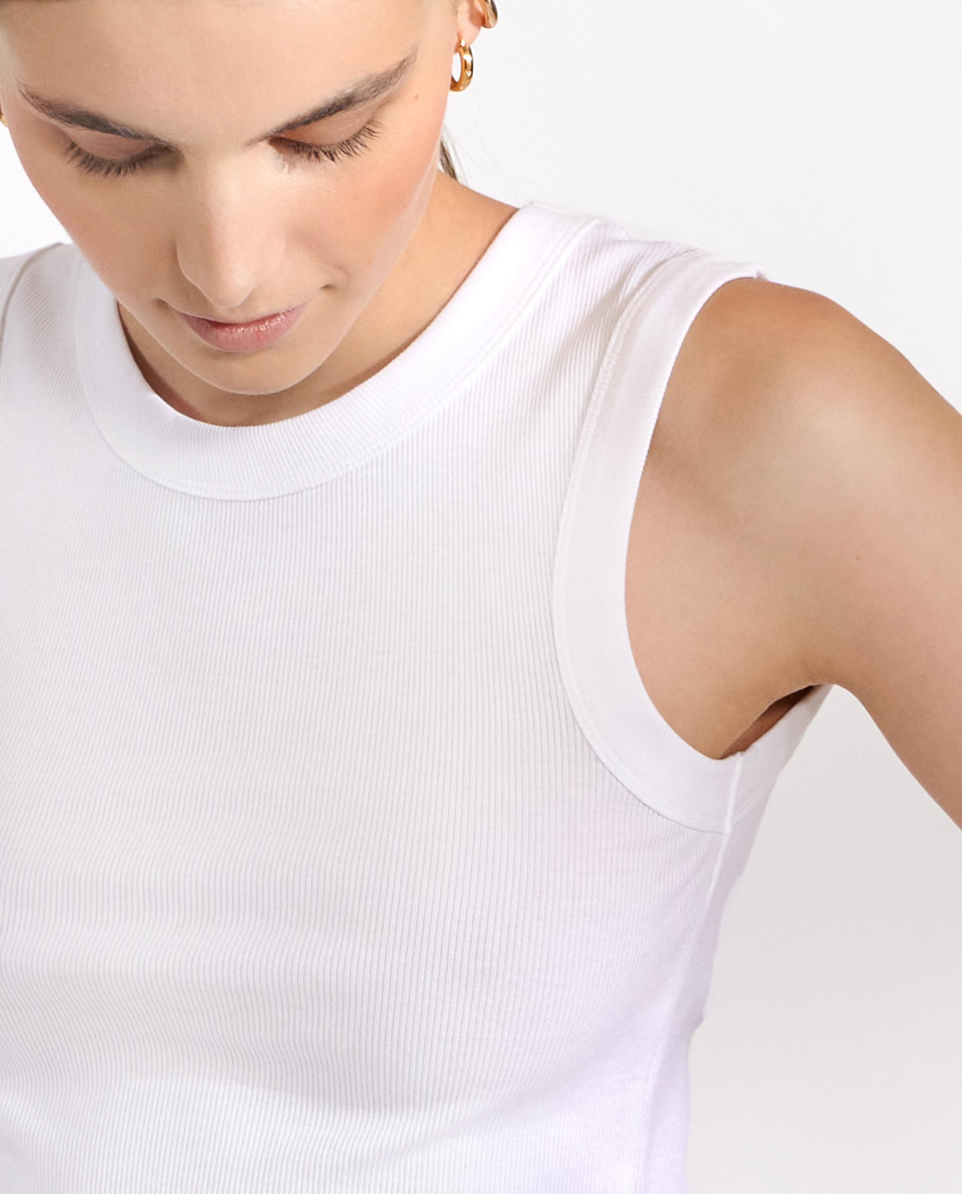 Camiseta tirantes de canalé blanco by Bread&Boxers