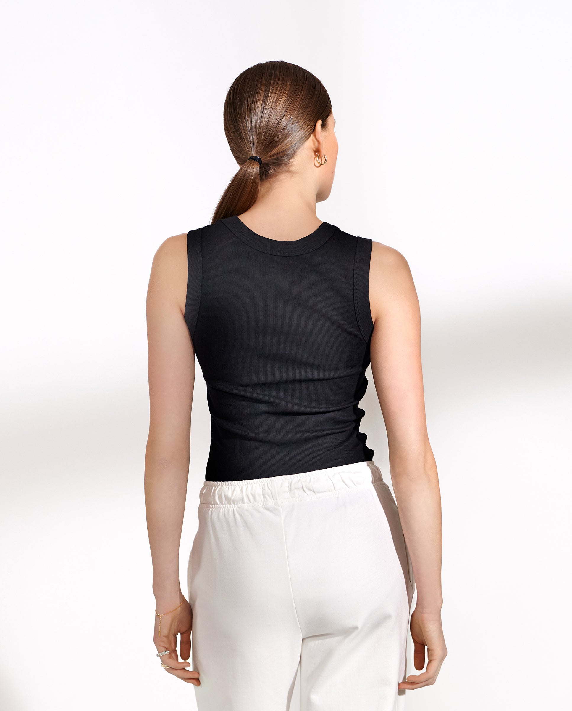 Camiseta sin mangas de canalé negra