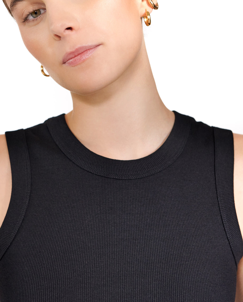 Camiseta sin mangas de canalé negra