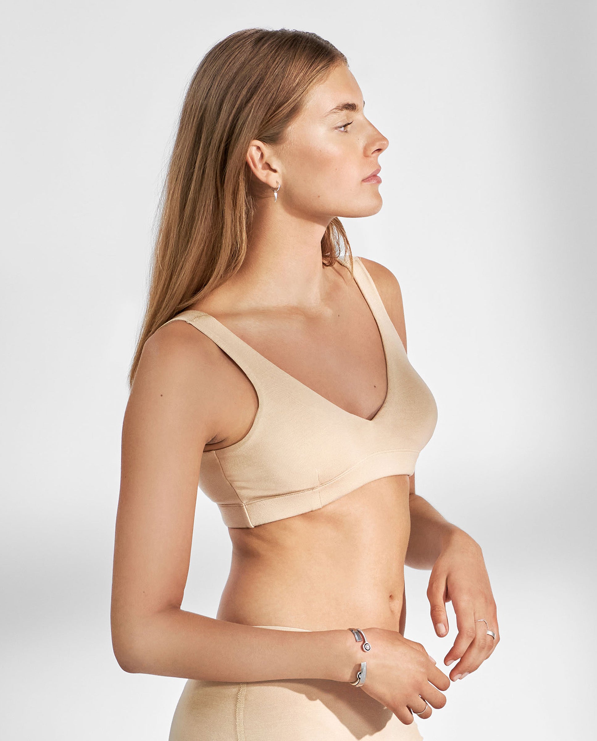 Sujetador modal elástico con relleno beige