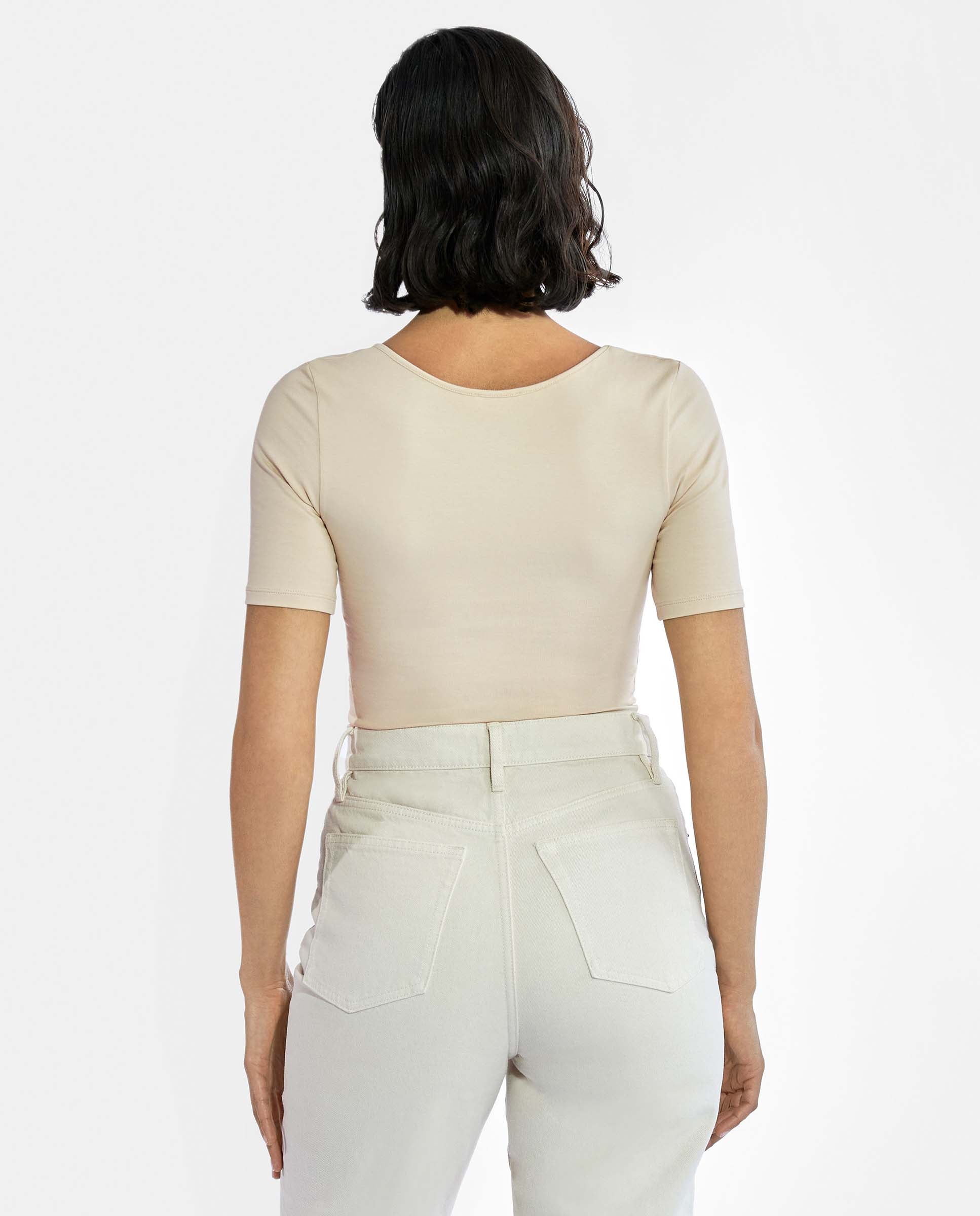 Body algodón orgánico con mangas ajustadas beige
